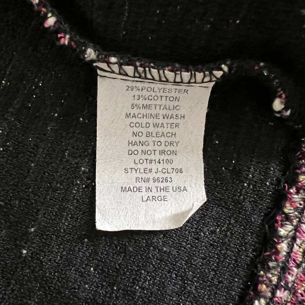 Vintage Y2K Purple Boucle Jacket L Metallic Blazer Cropped Sparkle Flower Pin - Picture 12 of 12